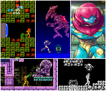 Collage of Metroid games