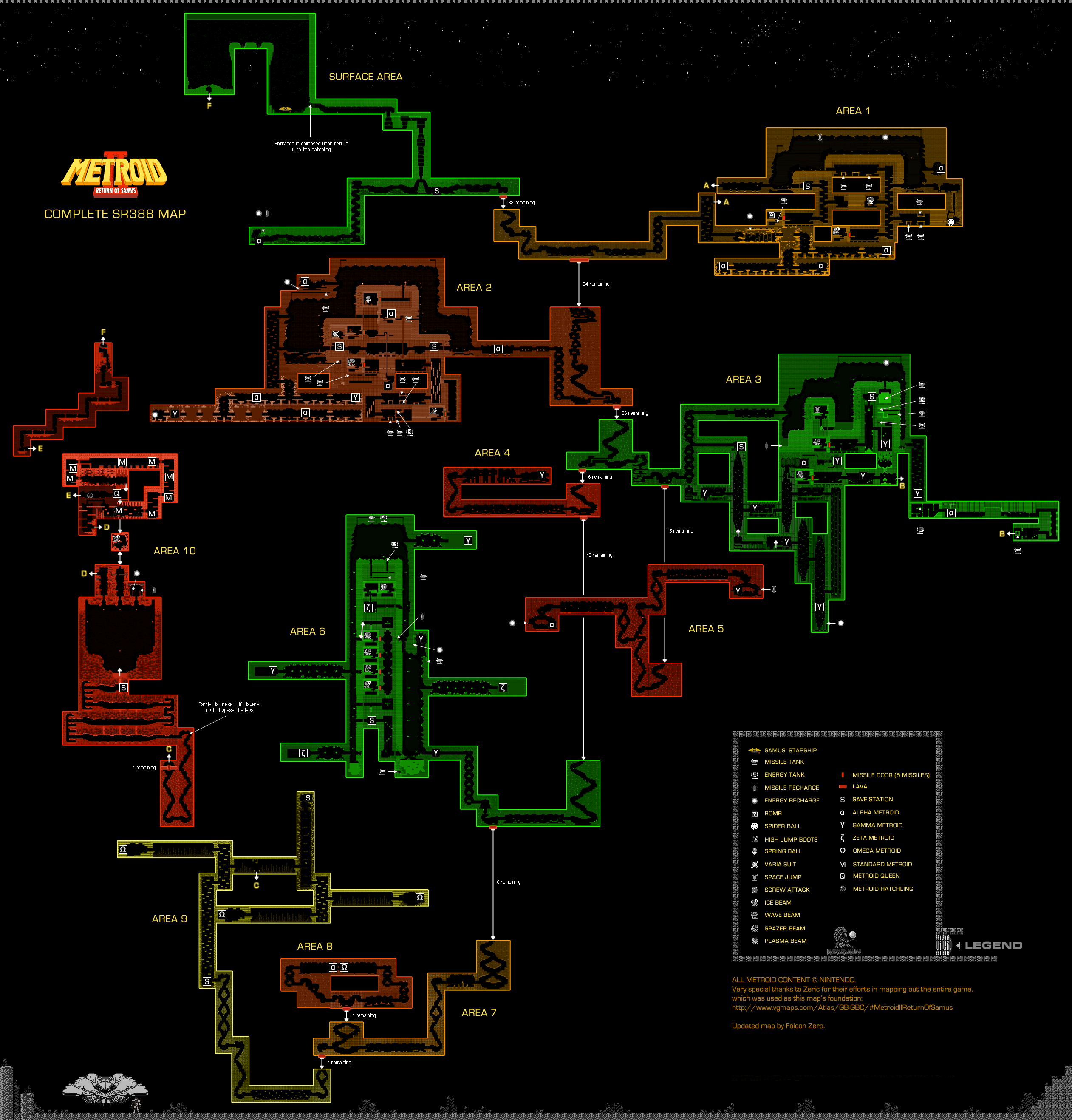 2 Maps Metroid II Complete SR388 Map
