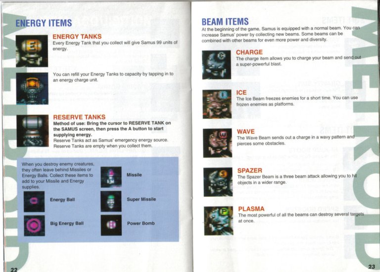 Super Metroid instruction manual
