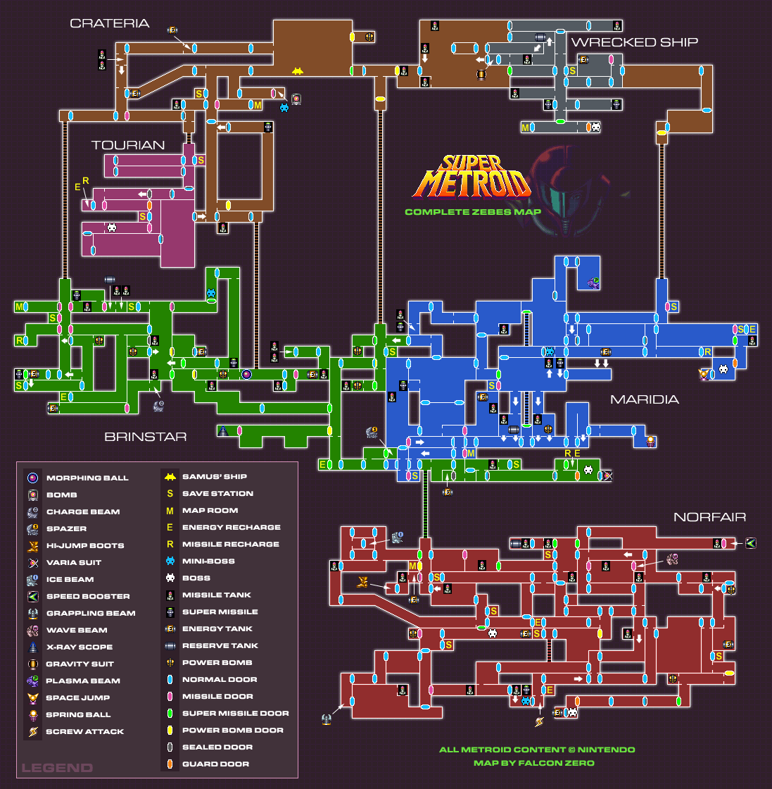 Game maps Super Metroid (Metroid Recon)