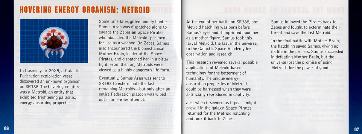 Metroid Fusion instruction manual
