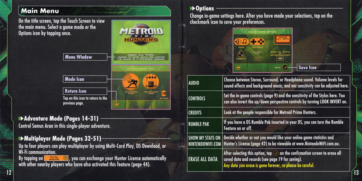 Metroid Prime Hunters Game Manual