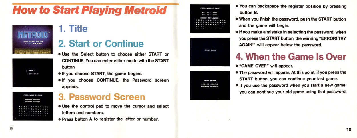 Metroid instruction manual
