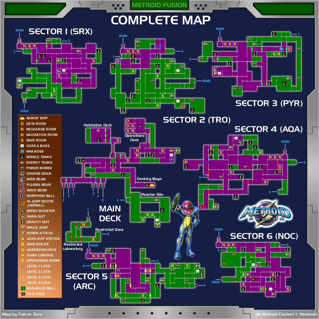 Metroid fusion all items map