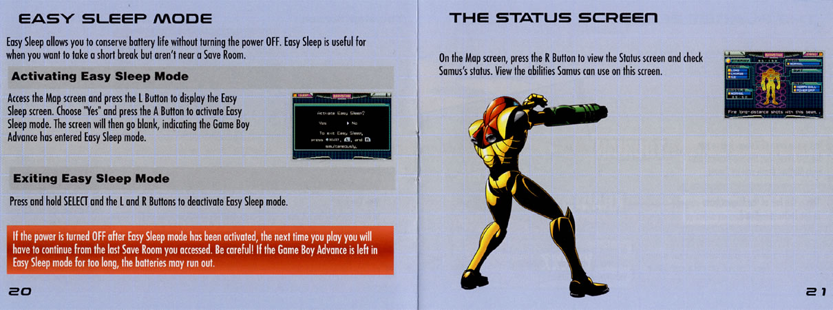 Metroid: Zero Mission instruction manual