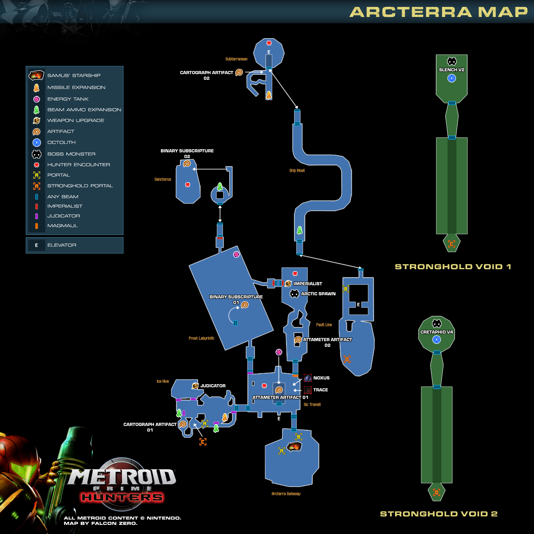 Game maps - Metroid Prime Hunters (Metroid Recon)